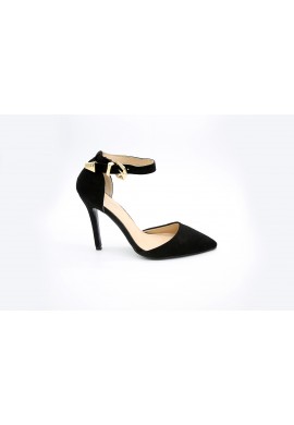 Women Unisex Low Kitten Heel Black patent