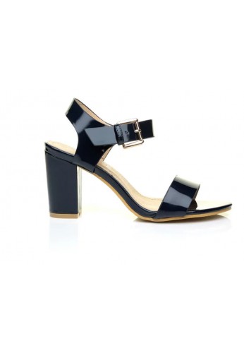 Women Low Block Heel Sandals Navy Pa