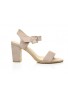 Women Low Block Heel Sandals Nude Suede