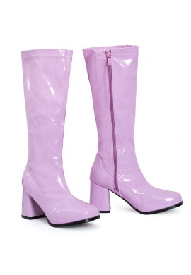 Ladies Womens Fancy Dress Party GO GO Boots 1960s & 1970s Baby Pink