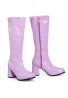 Ladies Womens Fancy Dress Party GO GO Boots 1960s & 1970s Baby Pink