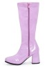 Ladies Womens Fancy Dress Party GO GO Boots 1960s & 1970s Baby Pink