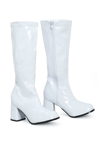 Ladies Womens Fancy Dress Party GO GO Boots 1960s & 1970s White