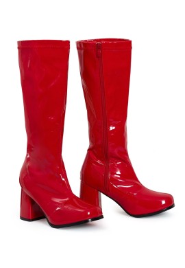 Ladies Women Fancy Dress Party GO GO Boots 1960s & 1970s red