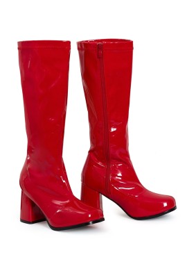 Ladies Womens Fancy Dress Party GO GO Boots 1960s & 1970s Red