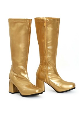 Ladies Women Fancy Dress Party GO GO Boots 1960s & 1970s gold