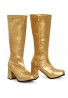 Ladies Women Fancy Dress Party GO GO Boots 1960s & 1970s gold