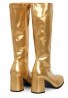 Ladies Women Fancy Dress Party GO GO Boots 1960s & 1970s gold