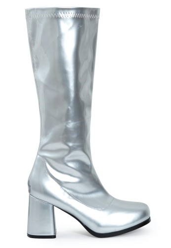 Ladies Women Fancy Dress Party GO GO Boots 1960s & 1970s Silver