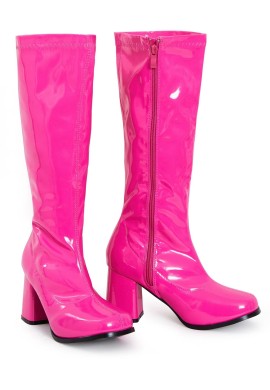 Women Fancy Dress Party GO GO Boots 1960s & 1970s hot pink