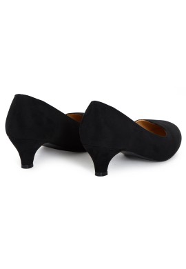 Women Unisex Low Kitten Heel Black suede