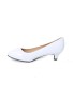 Women Unisex Low Kitten Heel White Patent