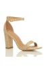 Ladies Block high Heel Ankle Strap peep Toe Strappy Sandals Gold