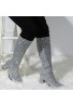 GOGO Boots 1960s & 1970s Retro Glitter Dancer Women Costume Heels Shoes Boots Silver