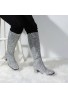 GOGO Boots 1960s & 1970s Retro Glitter Dancer Women Costume Heels Shoes Boots Silver