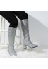 GOGO Boots 1960s & 1970s Retro Glitter Dancer Women Costume Heels Shoes Boots Silver