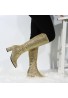 GOGO Boots 1960s & 1970s Retro Glitter Dancer Women Costume Heels Shoes Boots Golden