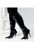 Women Pointed Toe Stiletto Heels Boots Thigh High Booties with Zipper