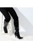 Women Pointed Toe Stiletto Heels Boots Thigh High Booties with Zipper