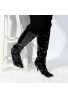 Women Pointed Toe Stiletto Heels Boots Thigh High Booties with Zipper