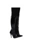 Women's Knee High Stiletto Boots Lace Up Long Shaft and Side Zipper Heeled Booties