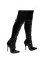 Women's Knee High Stiletto Boots Lace Up Long Shaft and Side Zipper Heeled Booties