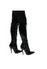 Women's Knee High Stiletto Boots Lace Up Long Shaft and Side Zipper Heeled Booties