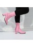 Women's Go Go Boots Mid Calf Block Heel Zipper Boot