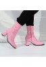 Women's Go Go Boots Mid Calf Block Heel Zipper Boot