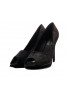 Women Drag Queen Cross Dresser HIGH Heel PEEP Toe Court Shoes- Black Suede