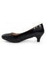 Women Round Toe Kitten Heel Shoes Black patent