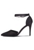 Womens Unisex Buckle Ankle Strap Stiletto Heel Shoes Black suede