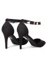 Womens Unisex Buckle Ankle Strap Stiletto Heel Shoes Black suede