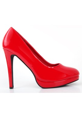Womens Drag Queen Cross Dresser Round Toe Court Shoes Red Patent