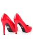 Womens Drag Queen Cross Dresser Round Toe Court Shoes Red Patent