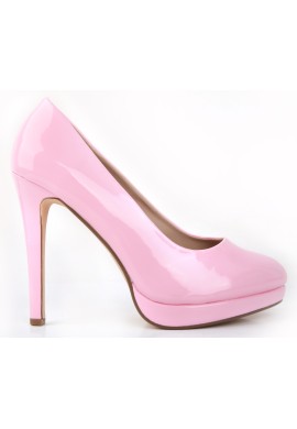 Womens Drag Queen Cross Dresser Round Toe Court Shoes Pink Patent