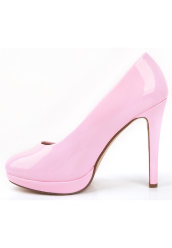 Womens Drag Queen Cross Dresser Round Toe Court Shoes Pink Patent