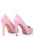 Womens Drag Queen Cross Dresser Round Toe Court Shoes Pink Patent