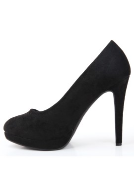 Womens Drag Queen Cross Dresser Round Toe Court Shoes Black Suede