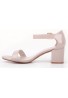 Women Low Mid Heel Block Peep Toe Ladies Ankle Strap Party Strappy Sandals Nude Patent