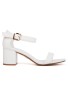 Women Low Mid Heel Block Peep Toe Ladies Ankle Strap Party Strappy Sandals White Matte