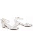 Women Low Mid Heel Block Peep Toe Ladies Ankle Strap Party Strappy Sandals White Matte