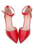 Women Pointy Toe Stiletto ankle strape court shoes  Red Patent