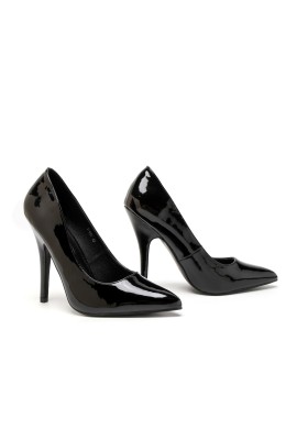 Womens Drag Queen Pointy Toe Court Shoes - Black Patent