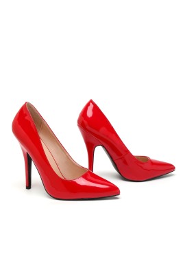 Womens Drag Queen Pointy Toe Court Shoes Red Patent