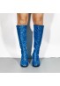 GOGO Boots 1960s & 1970s Retro Glitter Fancy Party Boots Blue