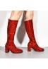 GOGO Boots 1960s & 1970s Retro Glitter Fancy Party Boots Red