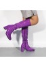 Ladies Women Fancy Dress Party GO GO Boots 1960s & 1970s Purple Patent