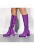 Ladies Women Fancy Dress Party GO GO Boots 1960s & 1970s Purple Patent