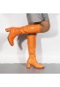 Women Fancy Dress Party GO GO Boots 1960s & 1970s Orange Patent